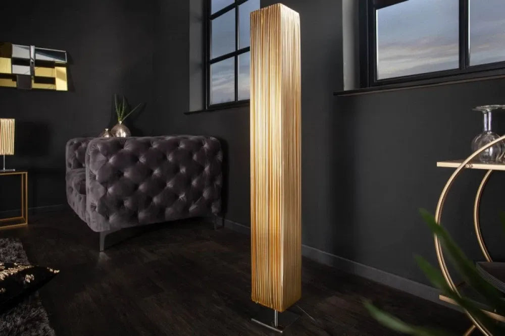 Lampa de podea din Metal Argintiu si Textil Auriu H120xL15cm Paris