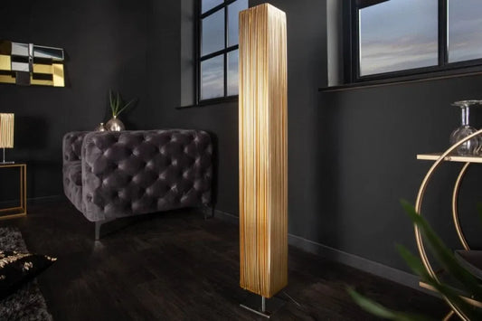Lampa de podea din Metal Argintiu si Textil Auriu H120xL15cm Paris