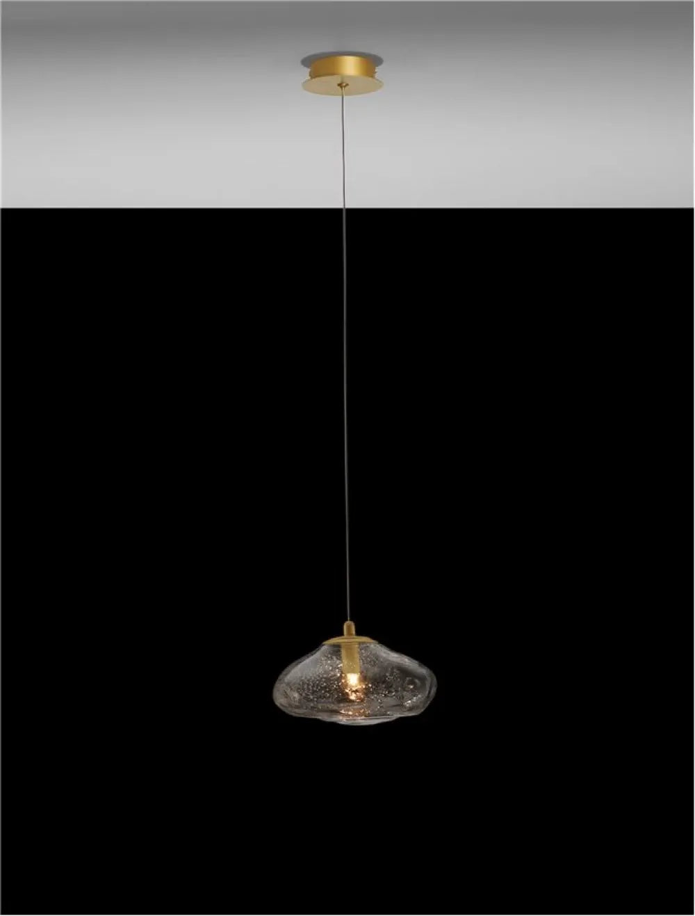 Pendul structura din Metal Auriu si abajur din Sticla Transparent H200xL20cm IP20 KING