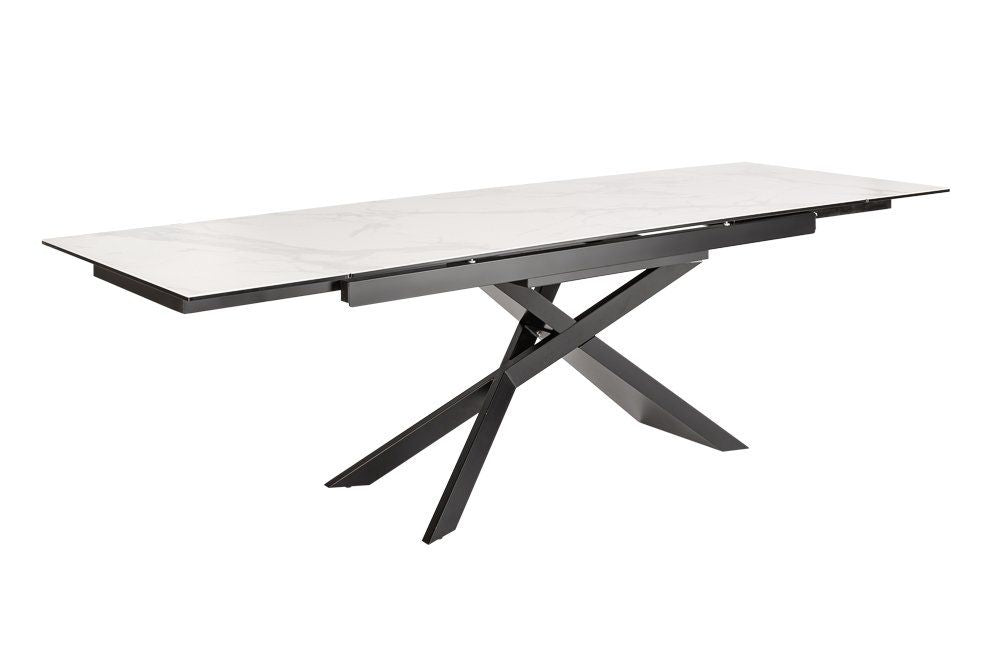 Masa extensibila dreptunghiulara din Ceramica Alb/Negru de 8-10 persoane L180/260x90cm Euphoria