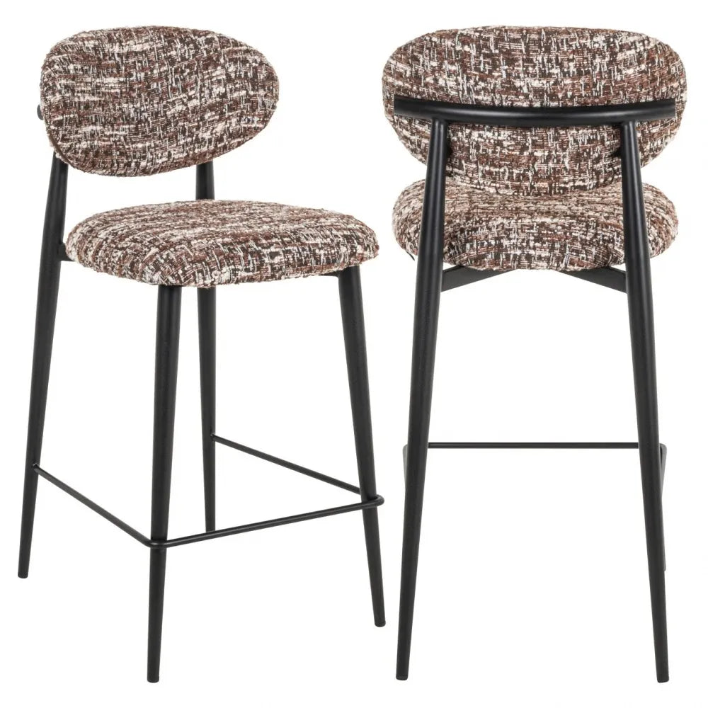 Scaun de insula din Stofa Maro si Metal Negru L46xH95cm Dantes Richmond interiors