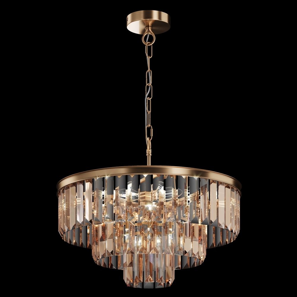 Lustra din Metal si Sticla Auriu cu 7 becuri E14 40W D50xH115cm Revero