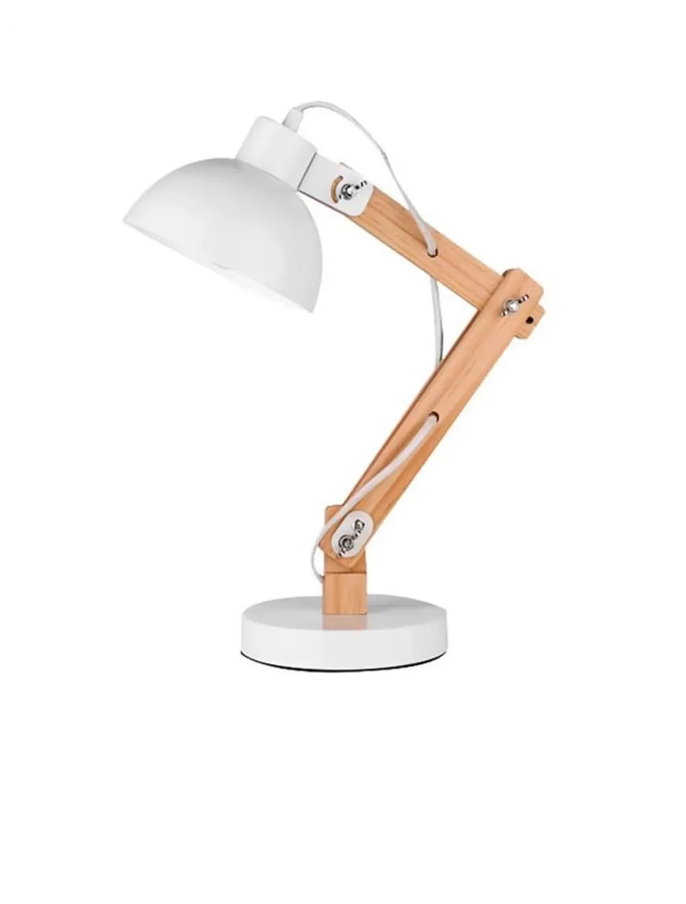 Veioza structura din Metal si Lemn Alb si abajur din Metal Alb H59xL16cm IP20 LILA