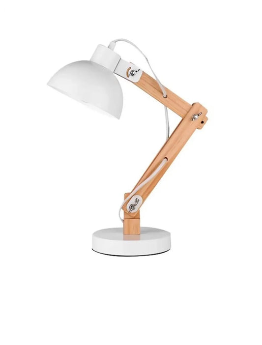 Veioza structura din Metal si Lemn Alb si abajur din Metal Alb H59xL16cm IP20 LILA