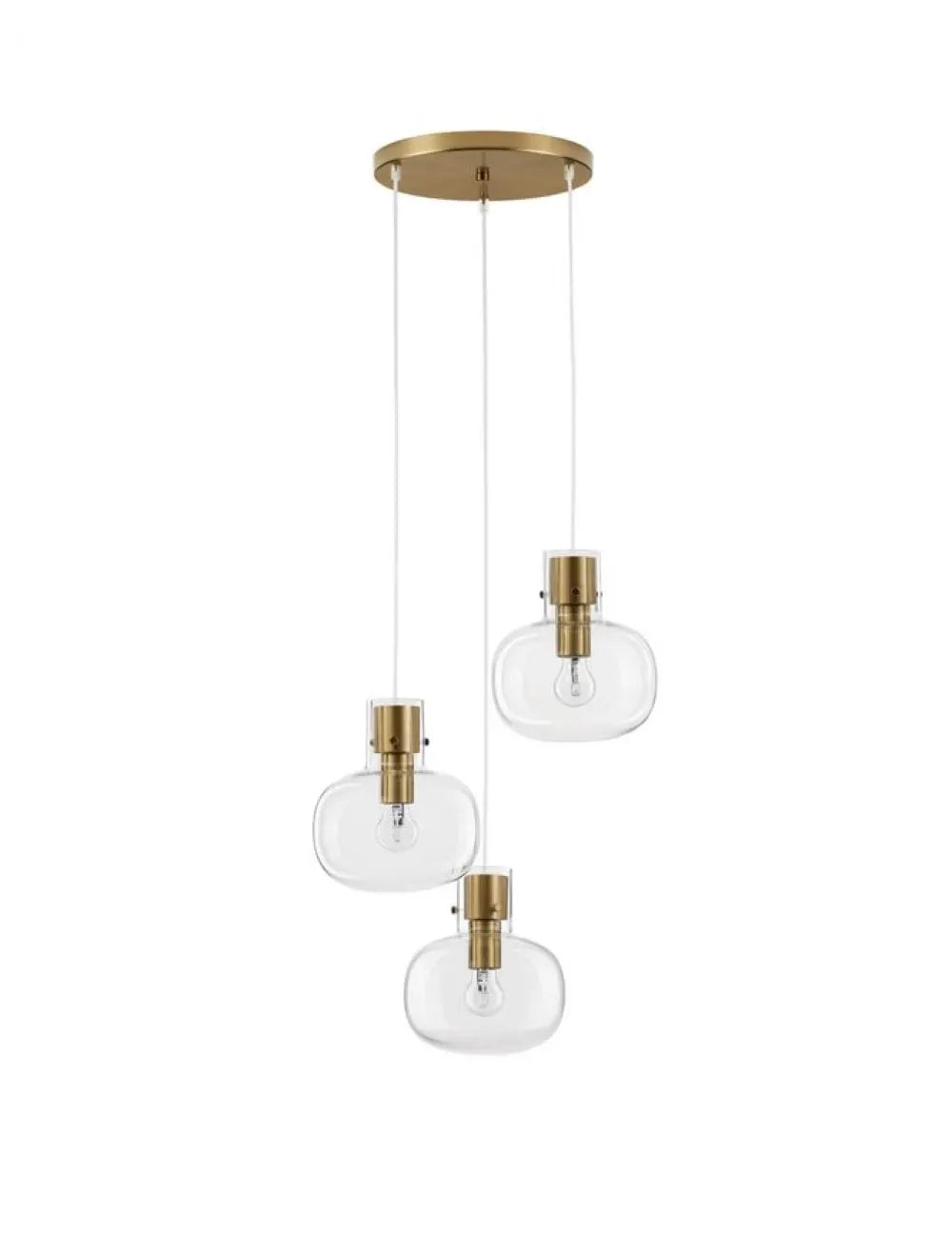 Lustra structura din Metal Alama si abajur din Sticla Transparent H178xL30cm IP20 CINZIA
