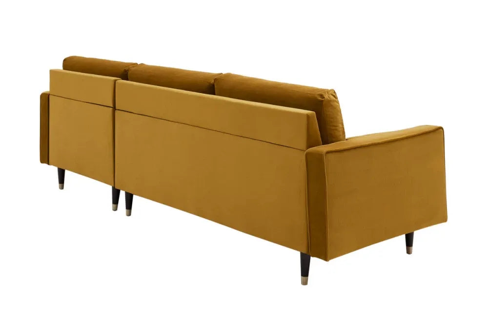 Coltar cu orientare reversibila tapitat cu Catifea Galben L260cm Cozy