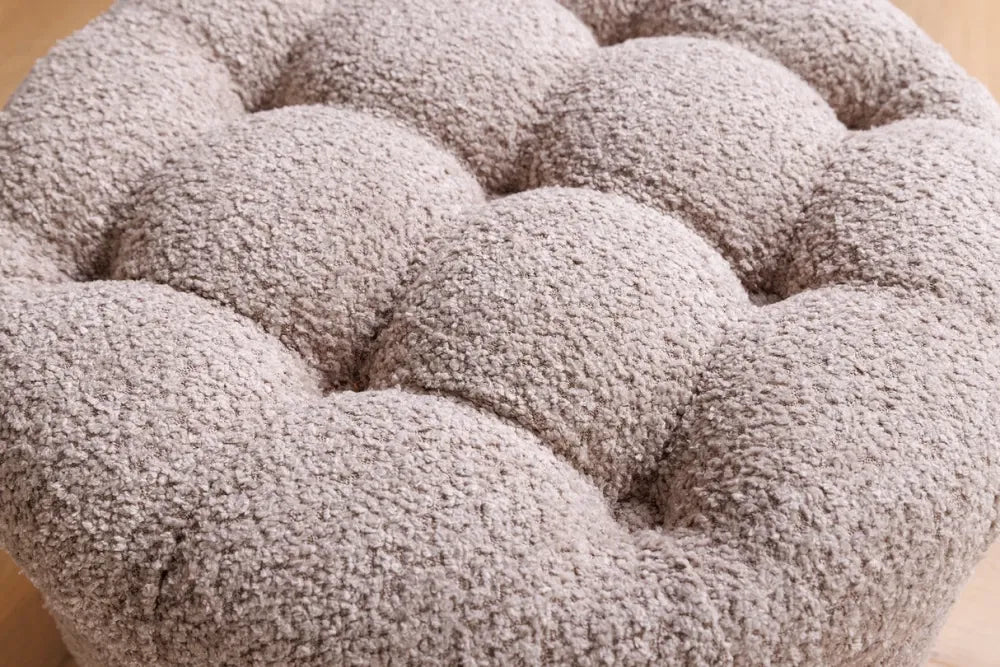 Puf cu spatiu de depozitare din Stofa boucle Bej H43xL50cm Modern Barock
