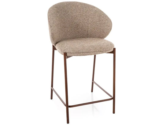 Scaun de insula din Stofa Bej si Metal Maro H90xL54xA56cm Kioto