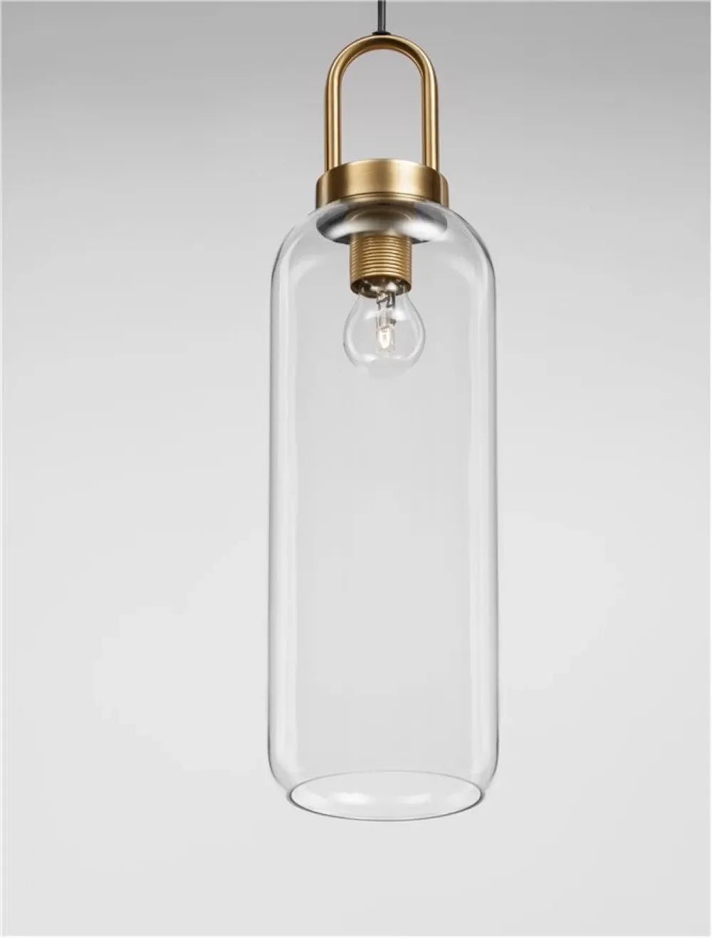 Pendul structura din Metal Alama si abajur din Sticla Transparent H255xL15.5cm IP20 IRVINE