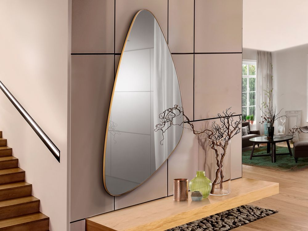 Oglinda Asimetrica cu rama din MDF Auriu Orio H165xL85cm