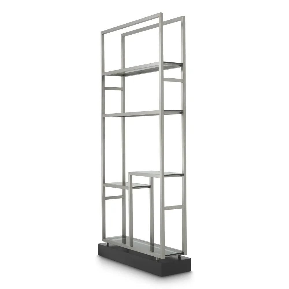 Etajera din Sticla Fumuriu si Metal Argintiu L35xH240.5cm Corrado II Eichholtz