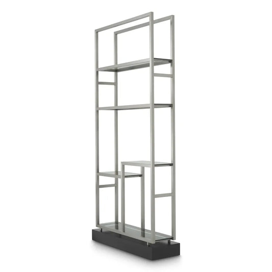Etajera din Sticla Fumuriu si Metal Argintiu L35xH240.5cm Corrado II Eichholtz