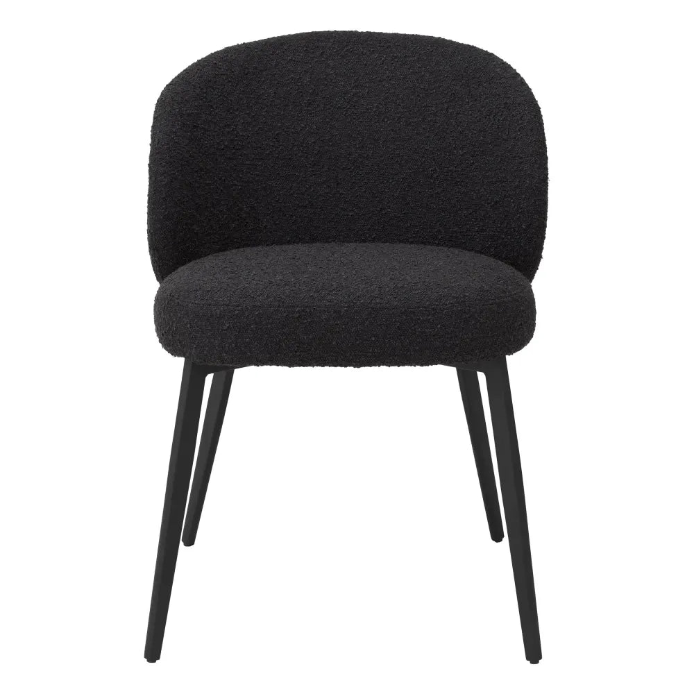 Set 2 scaune tapitat cu Stofa boucle Negru cu picioare din Metal Negru H79xL56xA58cm Lloyd Eichholtz