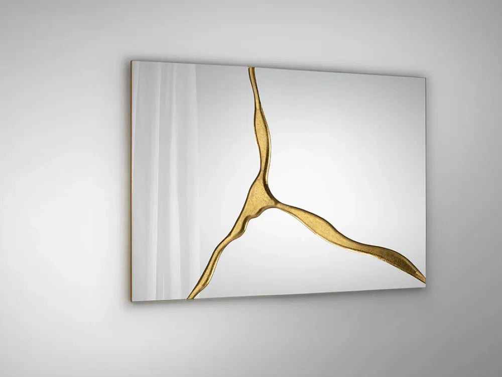 Oglinda Dreptunghiulara cu rama din MDF Auriu H120xL80xA4cm Surcos