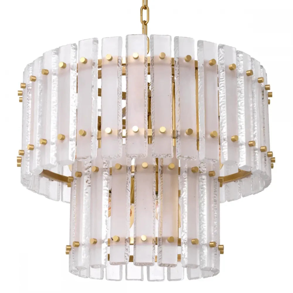 Candelabru din Metal Alama si Sticla mata Transparent H46xD59cm Blason Eichholtz