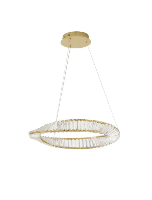 Lustra structura din Metal Auriu si abajur din Cristal Transparent H120xL60cm IP20 36W 3180lm 3500k AURELIA
