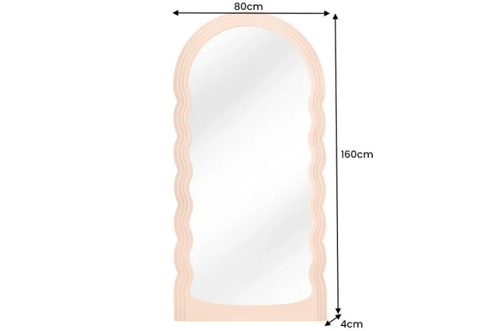 Oglinda cu rama din Poliuretan Roz piersica H160xL80cm Wave