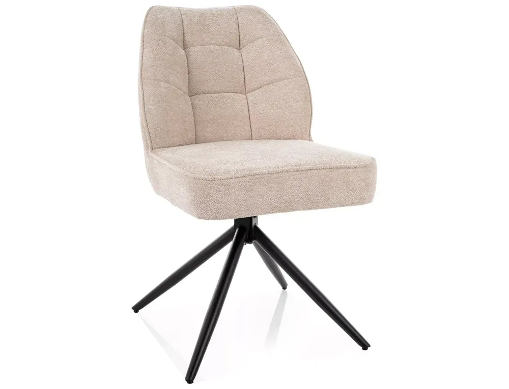Set 2 Scaune rotative din Stofa Bej si Metal Negru H83xL49xA63cm John