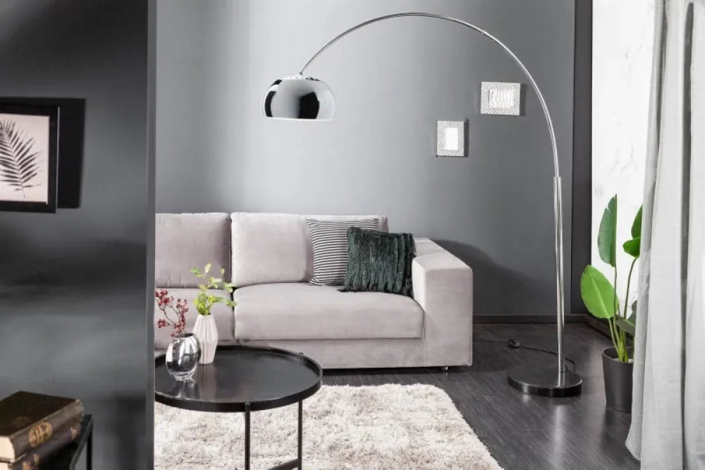 Lampa de podea din Marmura/Metal Negru si Metal Argintiu lucios H170-210xL150-160cm Big Bow