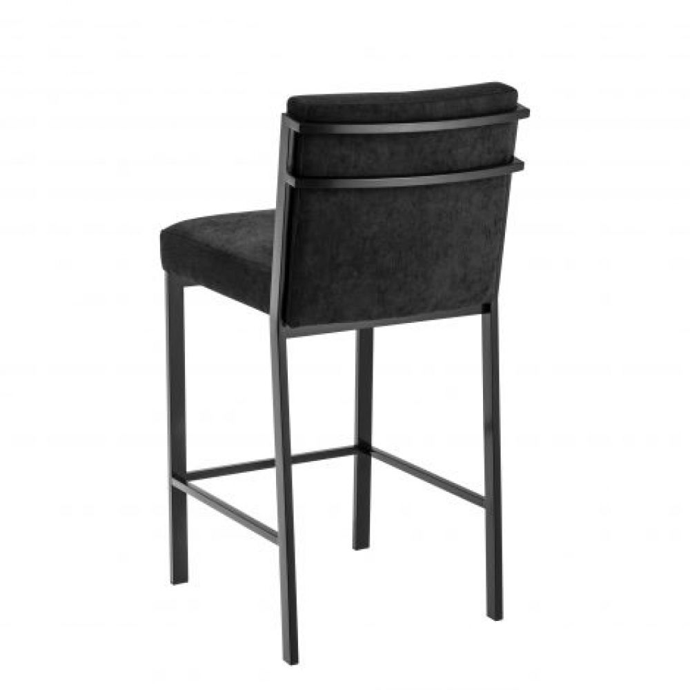 Scaun de insula tapitat cu Catifea Negru cu picioare din Metal Gri H91xL43xA54cm Scott