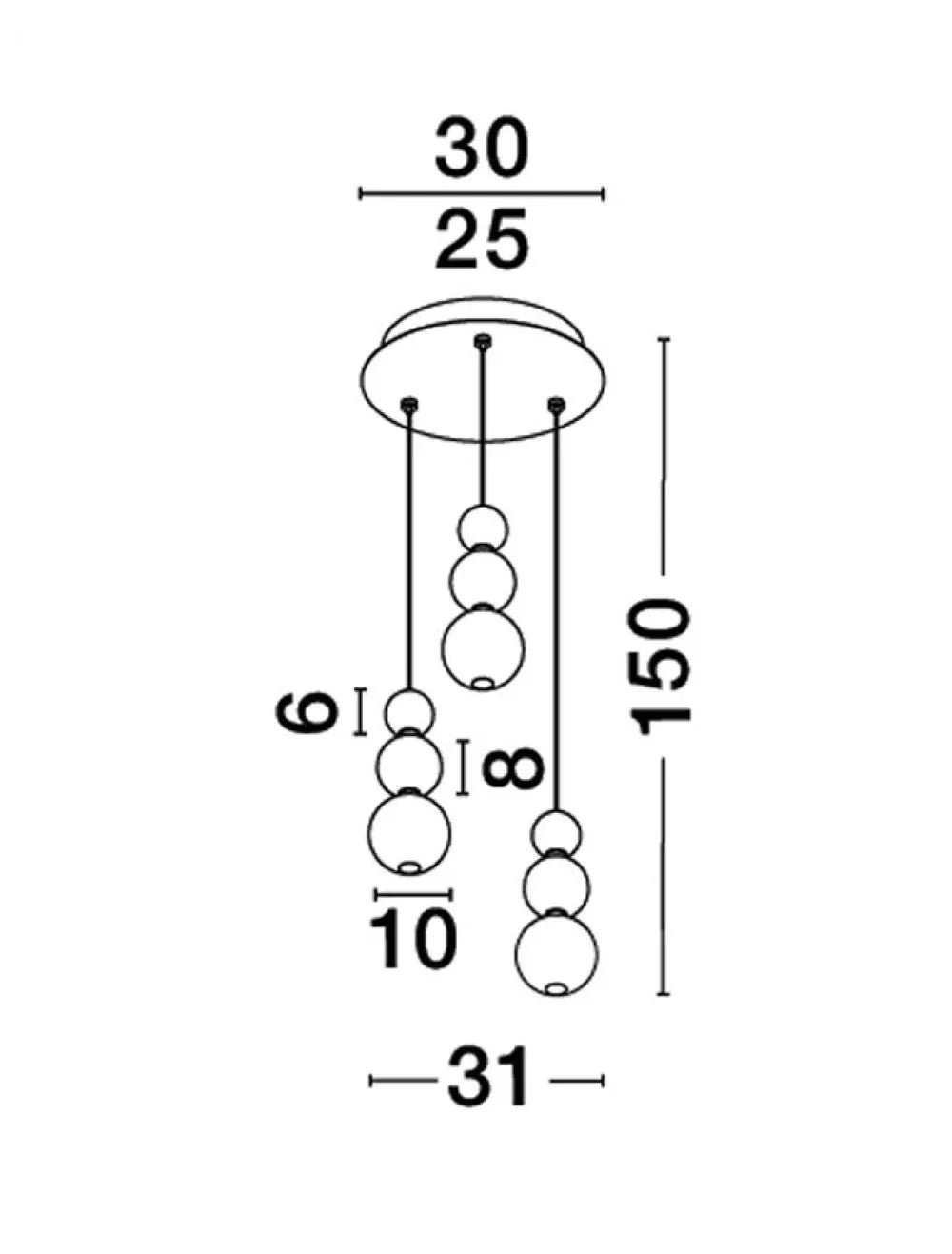Candelabru structura din Metal Argintiu si abajur din Sticla Alb H150xL31cm IP20 23W 2281lm 3000k PERLA