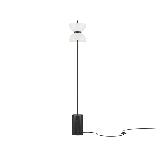 Lampa podea din Metal Negru si Sticla Alb H145xD22cm Kyoto