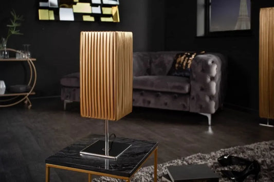 Veioza din Metal Argintiu si Textil Auriu H43xL14cm Paris