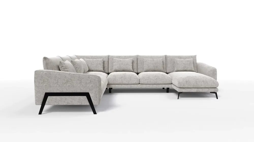 Coltar in forma de U tapitat cu Chenille Bej Sajma 15 L378x293cm Aspen
