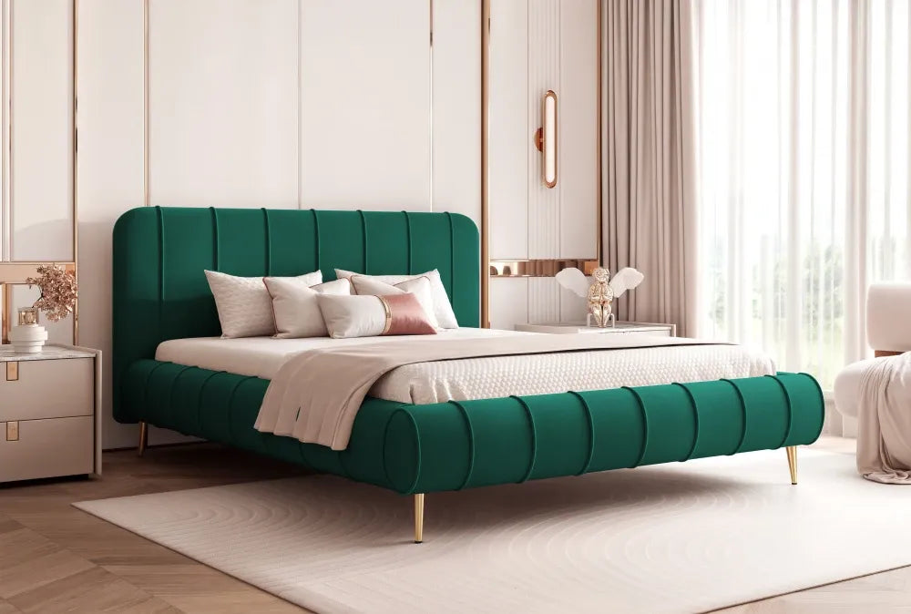 Pat 200 x 200 tapitat cu Catifea Dream velvet Verde smarald Linea
