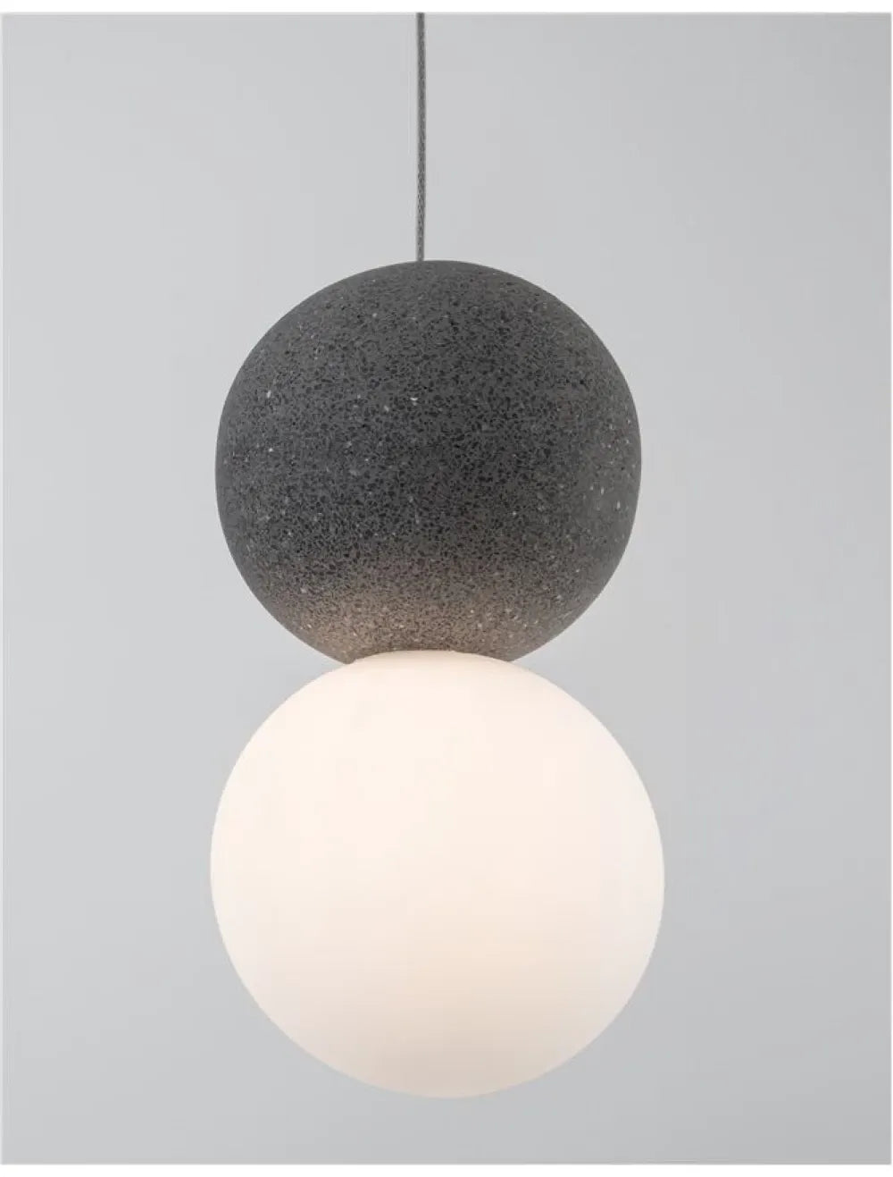 Pendul structura din Metal Negru/Gri si abajur din Sticla Alb H120xL10cm IP20 ZERO
