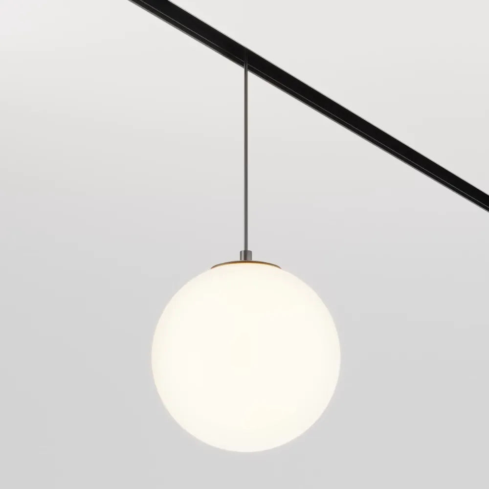 Pendul pentru sina Exility din Metal Negru si Sticla Alb H110.3xD13cm 5W 330lm 3000k Luna