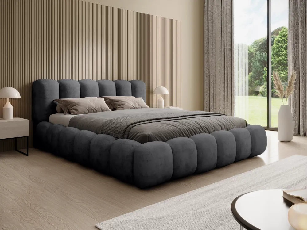 Pat 180x200cm tapitat cu Chenille Negru Dallas