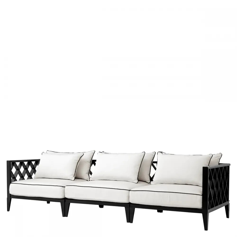 Canapea de exterior din Metal Negru si Stofa Alb H69xL275.5cm Ocean Club Eichholtz