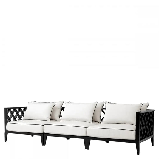 Canapea de exterior din Metal Negru si Stofa Alb H69xL275.5cm Ocean Club Eichholtz