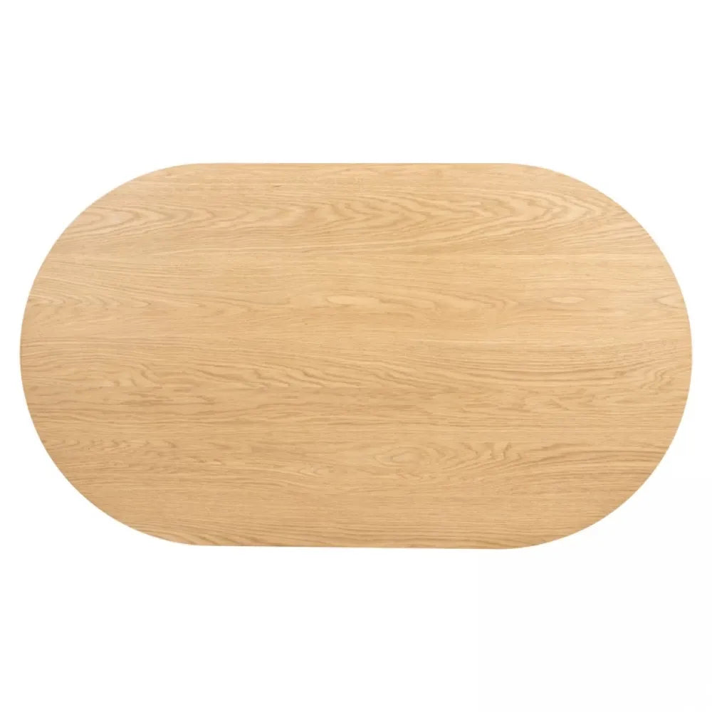 Masuta de cafea Ovala din Furnir de stejar Maro deschis si Metal Auriu L140xH38cm Belfort Richmond Interiors