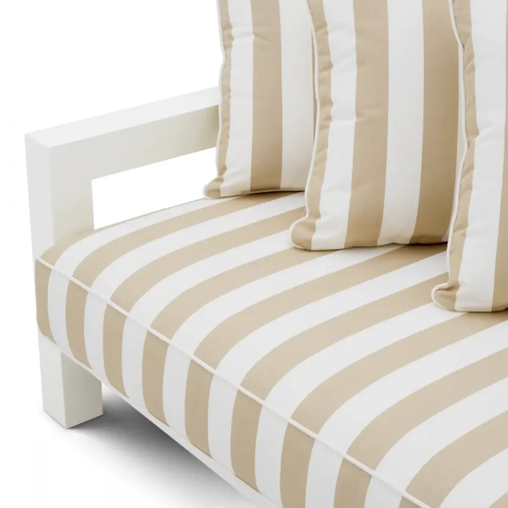 Canapea de exterior din Metal Alb si Stofa Alb/Bej H72xL273.5cm Cap-Antibes Eichholtz
