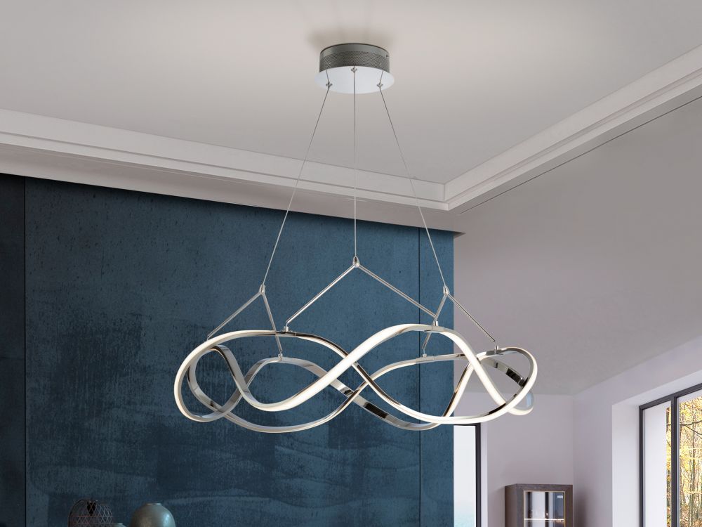 Lustra rotunda cu inaltime reglabila din Aluminiu Argintiu cu LED D80xH130cm Molly