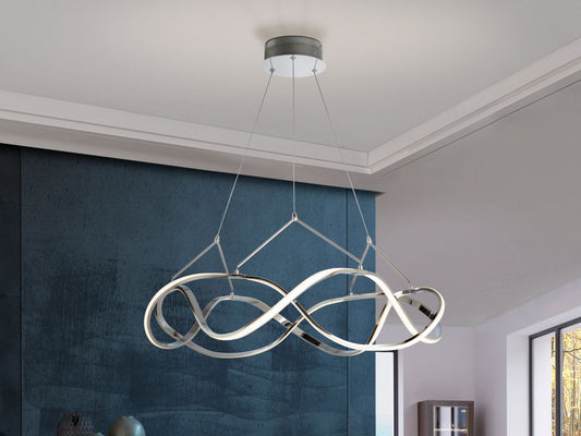 Lustra rotunda cu inaltime reglabila din Aluminiu Argintiu cu LED D80xH130cm Molly