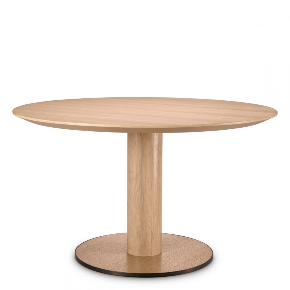Masa Rotunda Astro Eichholtz din Furnir de stejar Bej de 4-6 persoane D132xH76.5cm