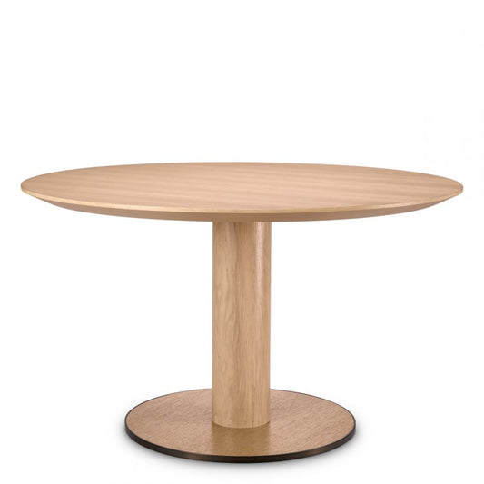 Masa Rotunda Astro Eichholtz din Furnir de stejar Bej de 4-6 persoane D132xH76.5cm