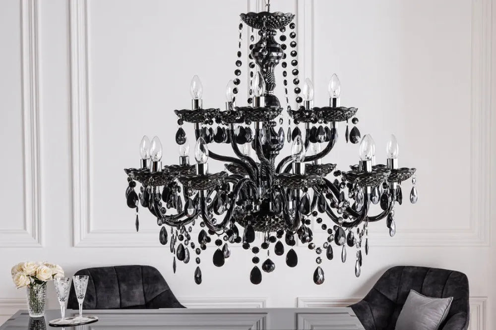 Candelabru din Metal Argintiu si Acrilic Negru D80xH75cm Diamonds