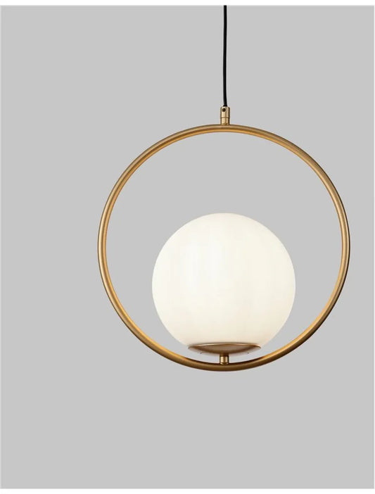 Pendul structura din Metal Auriu si abajur din Sticla Alb H120xL35cm IP20 OBITAR