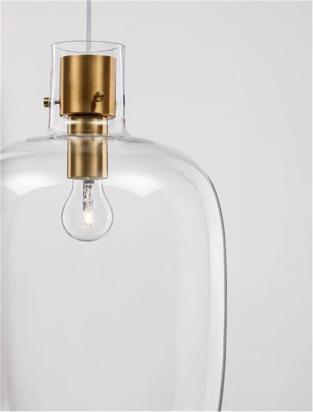 Pendul structura din Metal Alama si abajur din Sticla Transparent H198xL30cm IP20 CINZIA