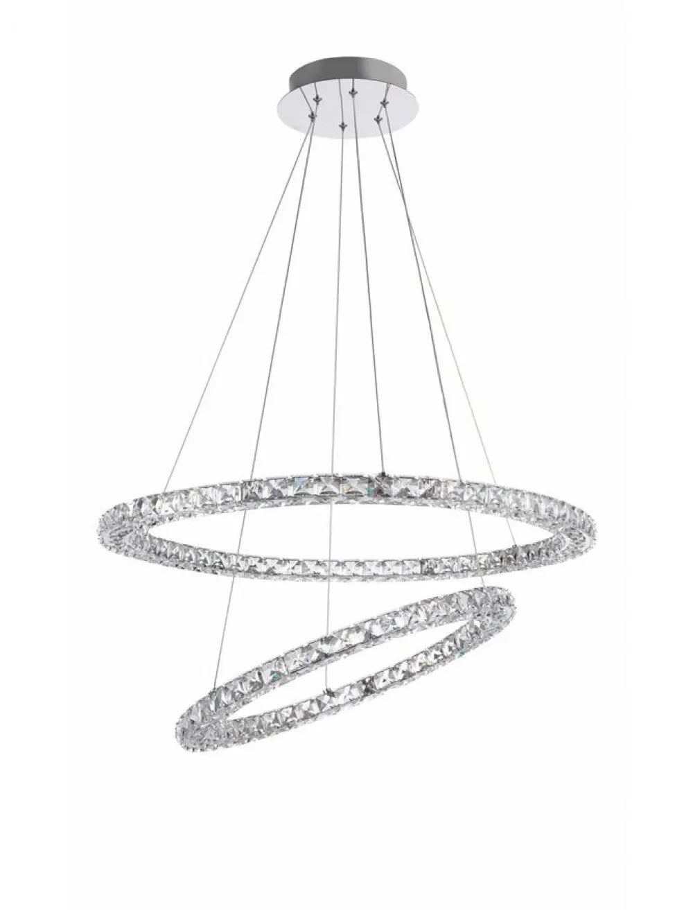 Lustra structura din Aluminiu Argintiu si abajur din Cristal Transparent H120xL70cm IP20 60W 3600lm 3500k QUENTIN