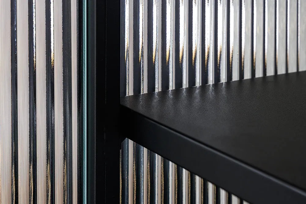Dulap din Metal Negru si Metal/Sticla securizata Negru/Transparent L80xH180cm AMSTERDAM