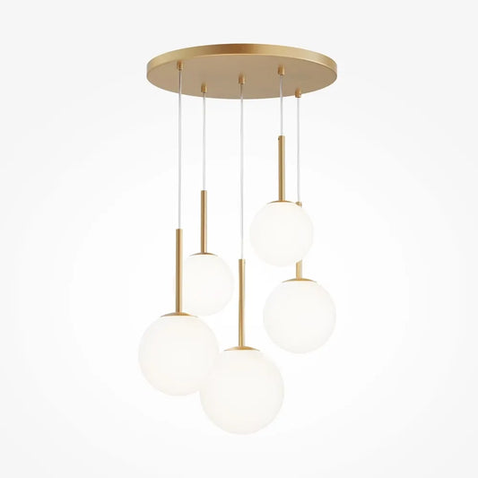 Lustra din Metal si Sticla Auriu/Alb H180xD58cm 40W Basic form