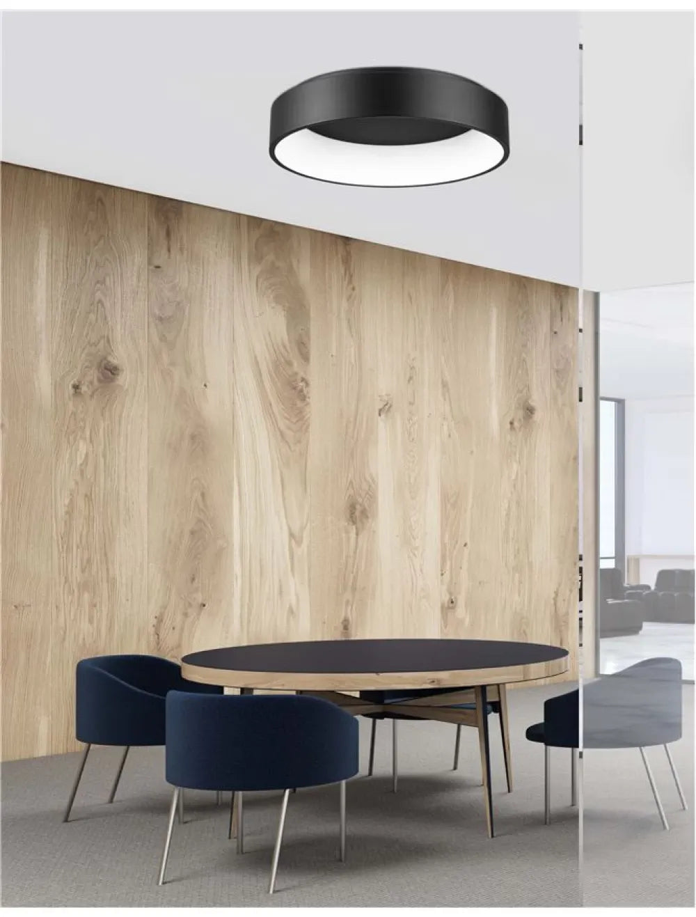 Plafoniera structura din Aluminiu Negru si abajur din Acrilic Alb H13xL60cm IP20 42W 2691lm 3000k RANDO
