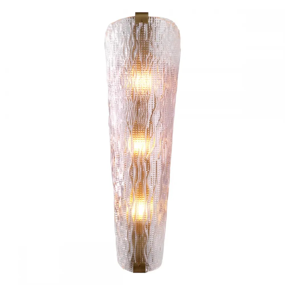 Aplica de perete din Otel inoxdabil Alama atichizata si Sticla Transparent H62.5xL20cm Todd Eichholtz