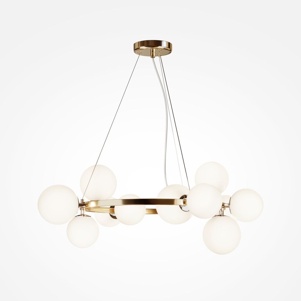 Lustra din Metal si Sticla Auriu/Alb mat cu 11 becuri G9 28W D67xH137cm Dallas