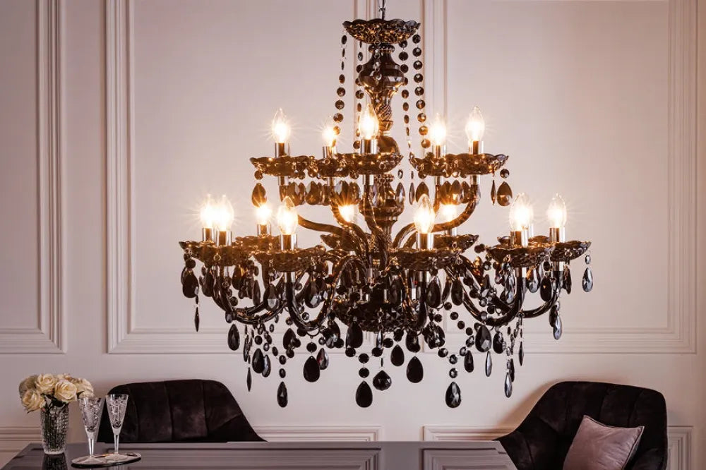 Candelabru din Metal Argintiu si Acrilic Negru D80xH75cm Diamonds